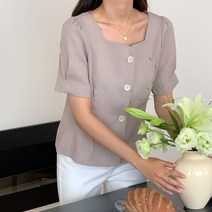 허리라인 하트넥 여성 블라우스 오피스룩