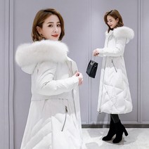 여성패딩자켓 흰색 진짜 여우 큰 모피 칼라 다운 재킷 여성 2021 새로운 겨울 패션 스커트는 무릎 위로 스윙하고
