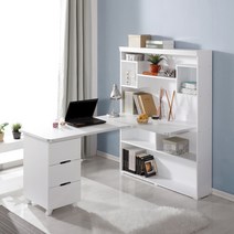 톡톡디자인 3단서랍장 ㄱ자형 코너책상 1600, 화이트