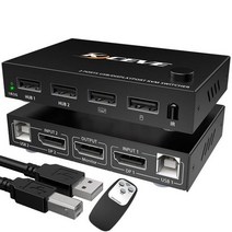 KVM 스위치 디스플레이 포트 2 포트 4K@60Hz MLEEDA DP 1.4 USB 스위치 2대의 컴퓨터용 HD 모니터 1개 USB 장치 4개 키보드 마우스 프린터 로모트 제어