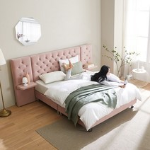 서광퍼니처 서광퍼니처 라라코 호텔식 패브릭 퀸 침대 프레임 Q sk, 로즈핑크_퀸