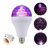 Vermeyen E27 디스코 전구 회전 LED 파티 전구 스트로브 조명 - 6W RGB 멀티 크리스탈 디스코 볼 조명 스트로브 전구 장식 생일 휴일 클럽 바 디스코