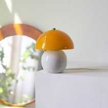 버섯 램프 유리 테이블 램프 침대옆 침실 장식 인테리어 조명 7color, 02.화이트 세라믹 + 오렌지 유리 갓