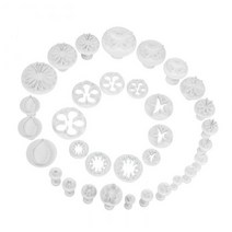 33 조각 퐁당 케이크 쿠키 플런저 커터 Sugarcraft 꽃 잎 나비 심장 모양 장식 곰팡이 DIY 도구, 분홍색