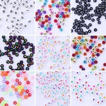 짱패브릭 100개)7mm원형비즈-11종택일, 알파벳-투명컬러