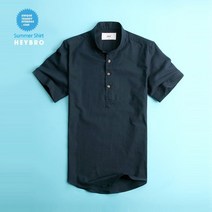 헤이브로 린넨셔츠_모던린넨 숏타입네이비 남자 린넨셔츠