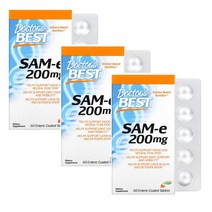 Doctors best 닥터스베스트 SAM-e SAMe 200mg 60정 사데닌 S-아데노실메티오닌 결정셀룰로스 스테아린산마그네슘 스테아릭애씨드 3세트