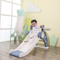 어린이 실내외 가정용 소파 미끄럼틀 놀이방 놀이기구, 블루 업그레이드(바스켓 농구 포함)