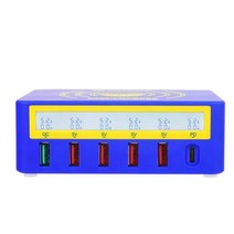 전동 공구 정비사 icharge 6 pro 5 포트 휴대 전화 usb 충전기 빠른 충전 3.0 pd 무선 충전(lcd 디스플레이 포함), 없음