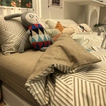 스트라이프 이불 커버 4종 세트 순면 노르딕 침구