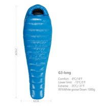aegismax 겨울 캠핑 다운 침낭 거위 초경량 방수 성인 야외 하이킹 침낭 g1-g5, 협력사, g3-blue-l1000g