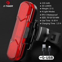 출차주의등 어깨경광등 경찰 태양광 차량용 X-TIGER 자전거 후면 조명 USB Rechargable 사이클링 LED 테일, 01 WD-0301