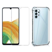 스톤스틸 갤럭시 A33 방탄 강화 유리 액정 보호 필름 1장 + TPU 투명 젤리 방탄 범퍼 케이스 1개, 강화유리1+투명범퍼1