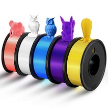 Haosegd 3D 프린터 필라멘트 PLA 1.75mm 3D 인쇄 재료 5가지 색상 번들 인쇄 필라멘트 1.75mm 화이트 블랙 실버 퍼플 투명 정확도 ±0.02mm 필라멘트 스, White+pink+sky Blue+purple+yel