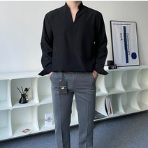 [맨즈피플]링클 오버핏 반오픈 절개 차이나셔츠 6color.