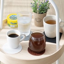 할메이드 실리콘 티코스터 컵받침대 컵코스터 4P, 컵받침 원형 블랙 4P