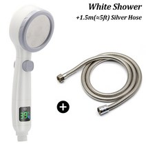 샤워 스프레이 스마트 온도 표시 LED 4가지 모드 조절 가능한 고압 절수 분무기 욕실 부품, [09] White2 Pcs Set, [09] White2 Pcs Set