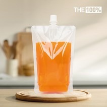 THE100% 스파우트 파우치 투명 음료파우치 쥬스팩 음료팩 500ml 11파이 50매, 1개