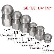 고압살수기 1/8 1/4 3/8 1/2 암나사 고압 세척기 배수구 청소 노즐 하수구 제트, 1I4  0 front 3 back