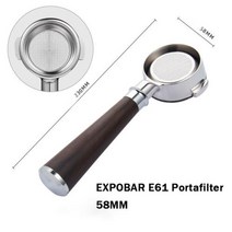 EXPOBAR E61 커피 머신 단단한 나무 바닥이없는 손잡이 포터 필터 58MM 범용 적용 그룹 헤드 마호가니 바텀리스 포, E61-A3