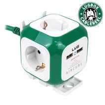 러그 4구 USB 2포트 큐브 멀티탭 3M (아이언/그린/블루) LUG-KSG-04U-1.5, 그린