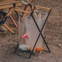 청년리빙 접이식 철제 캠핑 쓰레기봉투걸이, 화이트