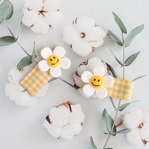 옐로우 스마일플라워 논슬립 집게핀&똑딱핀