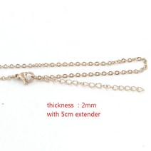 Fnixtar 스테인레스 스틸 케이블 체인 목걸이 40 45 50 55 60cm 1mm, 18 2mm rg extender, 02 50cm