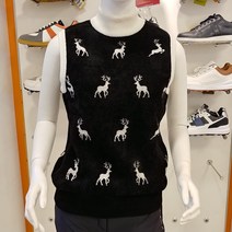 루이까스텔 21년 FW신상 여성 안감 방풍처리된 전판 사슴 자카드 니트 조끼