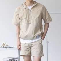 스타일에스 남여공용 후드 반집업 아노락 반팔 밴딩 반바지 트레이닝 세트 5color