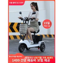 노인전동차 삼륜전기오토바이 노인전동스쿠터 삼륜전기스쿠터 전기 세발 자전거 가정 작은 숙녀 노인 노인 배터리 자동차 미니 픽업 부모 자식 접이식, 48V, [흰색] 48V 단일 드라이브: 12A 축전/싱글 시트