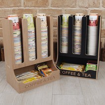 마루 종이컵 디스펜서 커피트레이 티백 정리함 보관함 박스, 푸드트럭(대)블랙