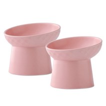 딩동펫 반려동물 허니 경사형 세라믹 식기, 핑크, 2개