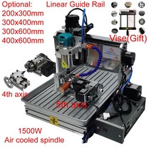 5 축 CNC 6040 목재 라우터 1500W 4 축 금속 밀링 알루미늄 조각 기계, 4축 기계, 200x300x100MM, 220V EU 플러그