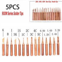 용접 부품 CO2 토치 재료 5Pcs 900M-T 순수 구리 납땜 인두 팁 무연 용접 헤드 도구 브랜딩 다리미 저온, 05 900M T 1 6D