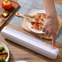 가정용 랩컷팅기 비닐 호일 절단기 수동 커팅기 핸드 커터기 거치대 흡착고정 슬라이이딩 랩핑커팅, 화이트