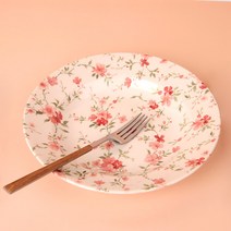 클레이탄 플라워가든 딥플레이트M 옐로우 핑크 꽃무늬 도자기 파스타접시 샐러드볼