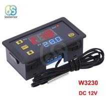 자동온도조절기 W3230 DC 12V 24V AC 110-220V 프로브 라인 20A LED 디지털 온도 컨트롤러 조절기 열/냉각 제어 기기 포함, [02] DC 12V
