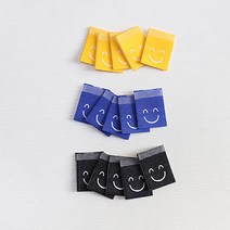5개-끼움라벨) 웃는얼굴(3컬러) - 직조라벨 q 핸드메이드 데코아이템, 블랙