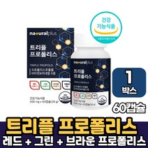 식약처 인증 프리미엄 레드 그린 브라운 푸로폴리스 트리플 프로폴리스 식물성 캡슐 츄어블 추어블 타입 영양제, 1박스, 트리플프로폴리스 x 60캡슐