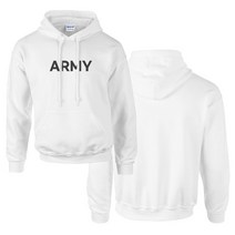 화이트 밀리터리 스포츠 기모 후드티 ARMY