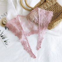 레이스 스카프 머플러 삼각형 레이스 스카프 목도리 랩 솔리드 자수 꽃 손목 리본 머리 DIY 목 니트 투명