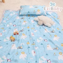 이지베이비 여름 시원한 인견이불+패드+베개(일반베개솜) 아기 베이비 유아동 침구세트, 폴라랜드블루 인견이불3종SET