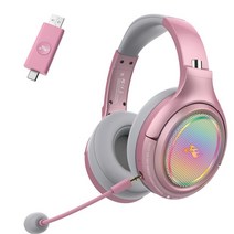 이어폰 헤드폰Salar 2.4G GK9 무선 헤드셋 RGB LED 유연한 마이크 게임용 휴대폰 및 PC용 C타입 USB 2, 2.2.4GK9 핑크, 02 2.4GK9 핑크