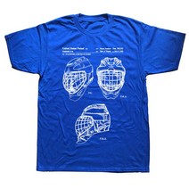 아이스하키 장비 용품 Funny Ice Hockey Goaltender Mask 특허 티셔츠 코튼 스트리트웨어 반팔 생일 선물, 05 BLUE_02 S