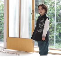 남자아이용 용자수 무사 디자인 한복 초등한복 털배자