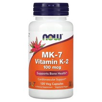 NOW Foods MK-7 비타민K-2 100mcg 베지 캡슐 120정, 2개