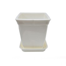 정사각 백색 화분 도자기느낌 플라스틱화분 2호 플라스틱 인테리어 도자분-72394EA, 쿠팡 받침미포함 2호 화분