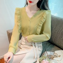 러블리 프릴 블라우스 하늘비즈 C10 R565X532