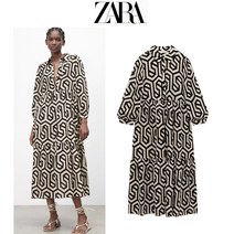 미적격자 프린팅 ZARA 자라 여성 원피스